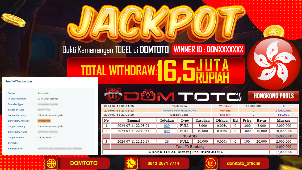 JACKPOT TOGEL HONGKONG 11  JULI 2024
